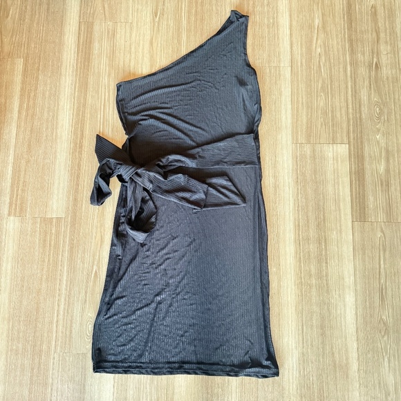 Dresses & Skirts - One-Shoulder Black Sheer Swimsuit Cover-Up